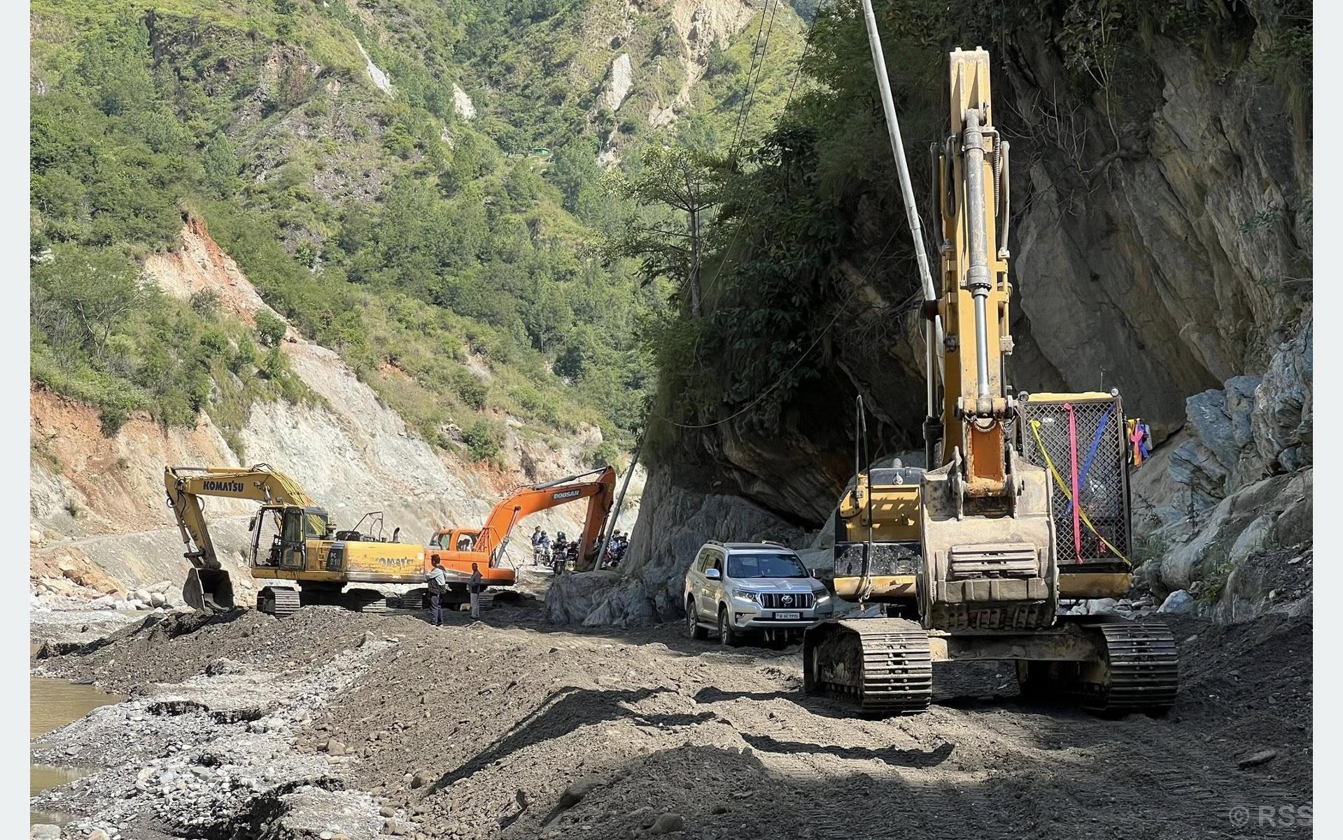 क्षतिग्रस्त बिपी राजमार्गमा स्थायी पुनःनिर्माण सुरु